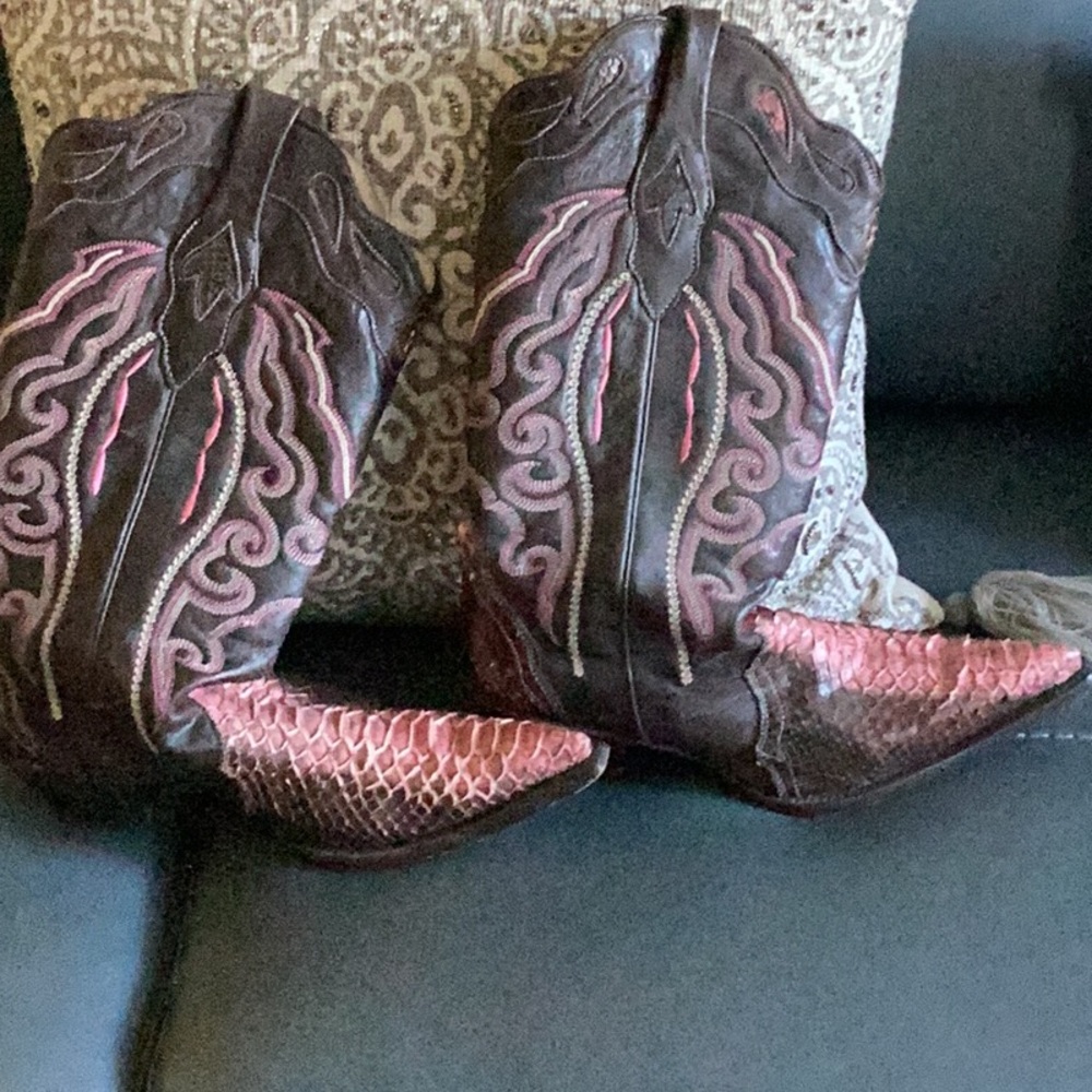 Women's Western Boots - Pink and Brown